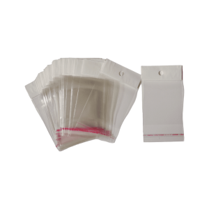 Bolsa de celofán con cenefa y adhesivo | 6.5cm x 12.6cm | 100pz