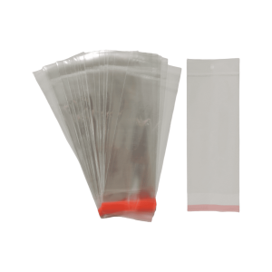 Bolsa de celofán con cenefa y adhesivo | 7.5cm x 22.5cm | 100pz