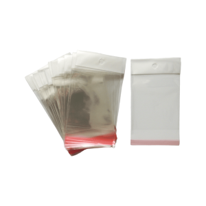 Bolsa de celofán con cenefa y adhesivo | 7.9cm x 14.5cm | 100pz