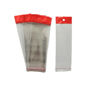 Bolsa de celofán con cenefa y adhesivo | 6cm x 20cm | 100pz