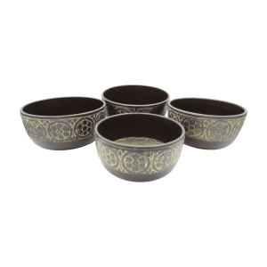 Tazón tibetano marrón con amarillo set de 4 pz