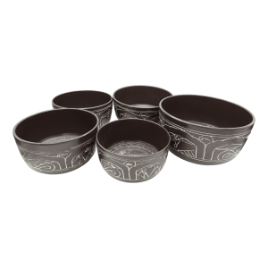 Tazón tibetano marrón con verde menta set de 5 pz