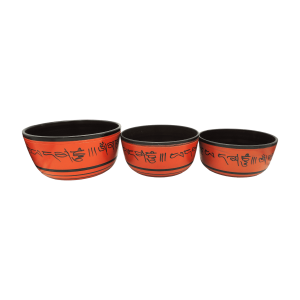 Tazón tibetano naranja con marrón set de 3 pz