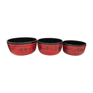 Tazón tibetano rojo con marrón set de 3 pz