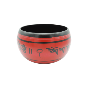 Tazón tibetano rojo con negro de 15 cm