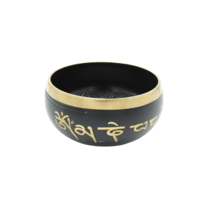 Tazón tibetano negro con dorado de 9.5 cm