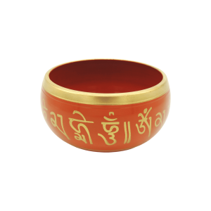 Tazón tibetano naranja con dorado de 11 cm