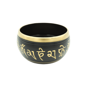 Tazón tibetano negro con dorado de 11 cm