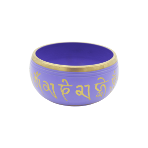 Tazón tibetano lila con dorado de 11 cm