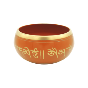 Tazón tibetano naranja con dorado de 12.5 cm