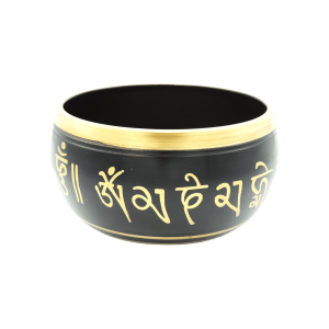Tazón tibetano negro con dorado de 12.5 cm