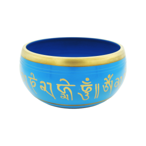 Tazón tibetano azul con dorado de 14.5 cm