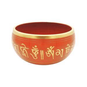 Tazón tibetano naranja con dorado de 14.5 cm
