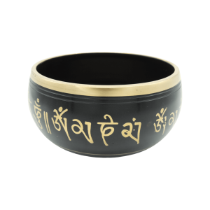 Tazón tibetano negro con dorado de 14.5 cm