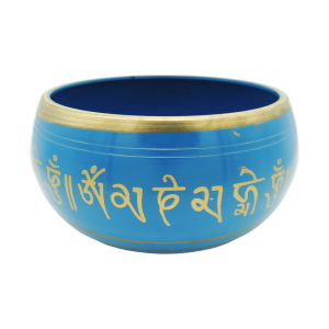 Tazón tibetano azul con dorado de 16.5 cm
