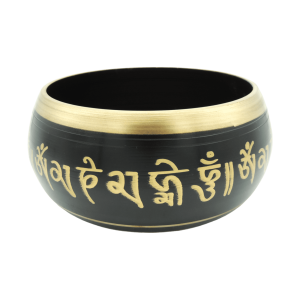 Tazón tibetano negro con dorado de 16.5 cm