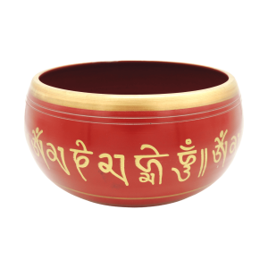 Tazón tibetano rojo con dorado de 16.5 cm