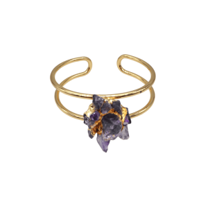 Brazalete doble ajustable de cuarzo amatista