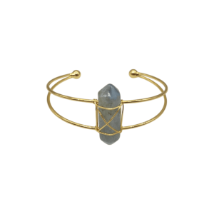 Brazalete doble ajustable con punta de piedra labradorita