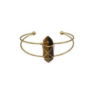 Brazalete doble ajustable con punta de ojo de tigre