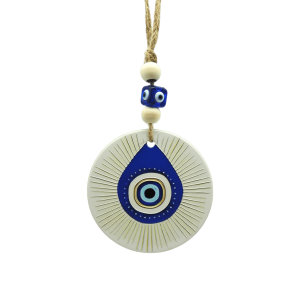 Colgante de cerámica con ojo turco, doble vista | Mod 4 | 7.5cm