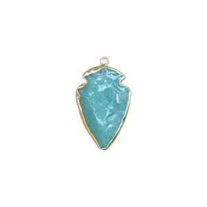 Dije de flecha de piedra jade verde con dorado
