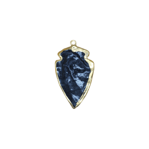 Dije de flecha de piedra obsidiana con dorado