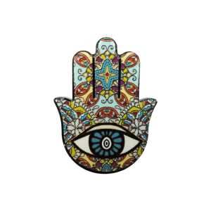 Mano de Fátima de cerámica con imán | Dorado | Mod 1 | 6 cm x 8cm