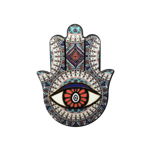 Mano de Fátima de cerámica con imán | Dorado | Mod 2 | 6 cm x 8cm
