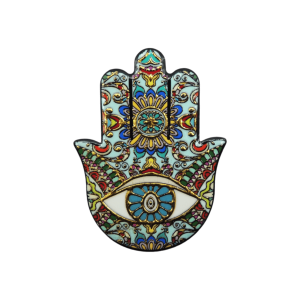 Mano de Fátima de cerámica con imán | Dorado | Mod 4 | 6 cm x 8cm