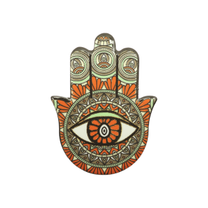 Mano de Fátima de cerámica con imán | Dorado | Mod 11 | 6 cm x 8cm