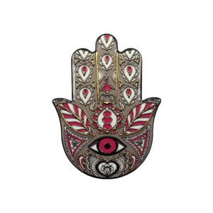 Mano de Fátima de cerámica con imán | Dorado | Mod 12 | 6 cm x 8cm