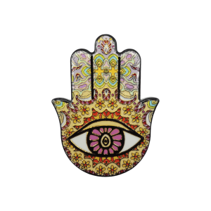 Mano de Fátima de cerámica con imán | Dorado | Mod 14 | 6 cm x 8cm