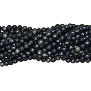 Tira de piedra obsidiana dorada en forma de bola | 6mm