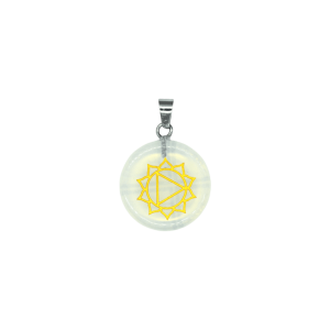 Dije de chacra plexo solar de piedra luna (opalita)