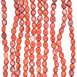 Tira de piedra jaspe rojo en forma oval | 8mm x 10mm