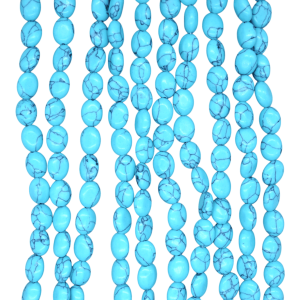 Tira de piedra turquesa en forma oval | 8mm x 10mm