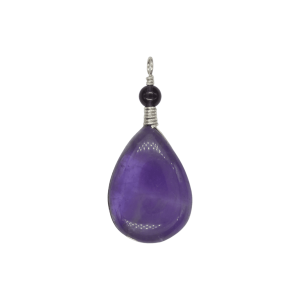 Dije de cuarzo amatista engarzado en alambre de plata