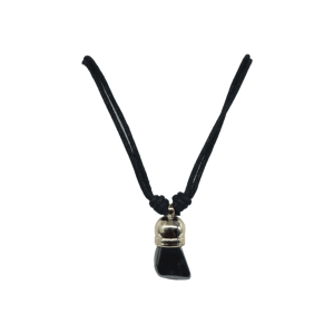 Collar de piedra hematita con capuchón dorado