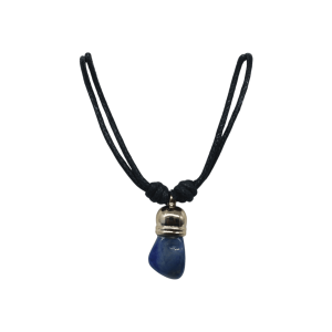 Collar de piedra ágata azul con capuchón dorado