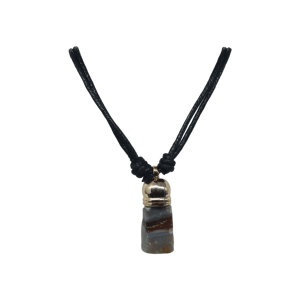 Collar de piedra ágata crazy con capuchón dorado