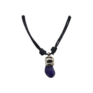 Collar de piedra ágata morada con capuchón dorado