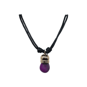 Collar de piedra ágata rosa con capuchón dorado
