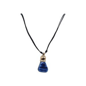 Collar de ágata azul con capuchón dorado de 9mm