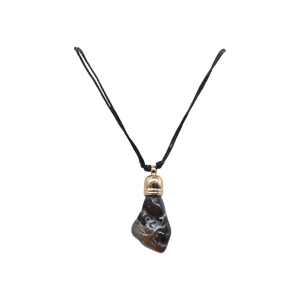 Collar de ágata de fuego con capuchón dorado de 9mm