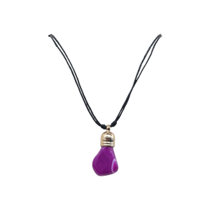 Collar de ágata rosa con capuchón dorado de 9mm