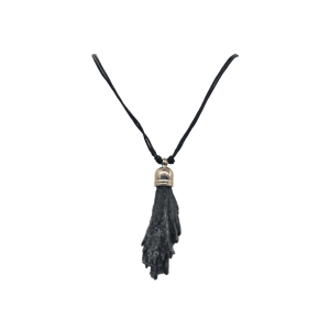 Collar de piedra cianita negra con capuchón dorado de 9mm