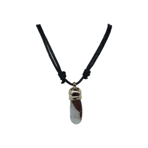 Collar de piedra jaspe picaso con capuchón dorado