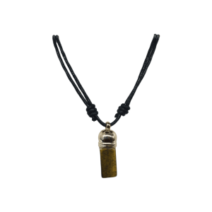 Collar de piedra ojo de tigre con capuchón dorado