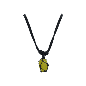 Collar con dije de piedra ágata amarilla tejido con hilo encerado